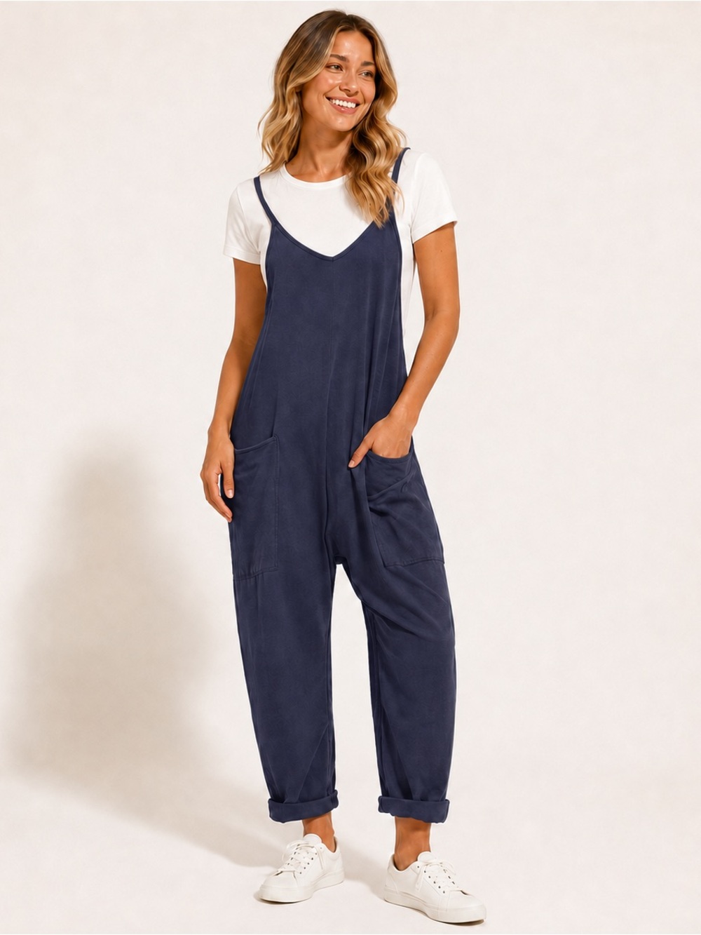 Navy Blue Jumpsuit with Pockets